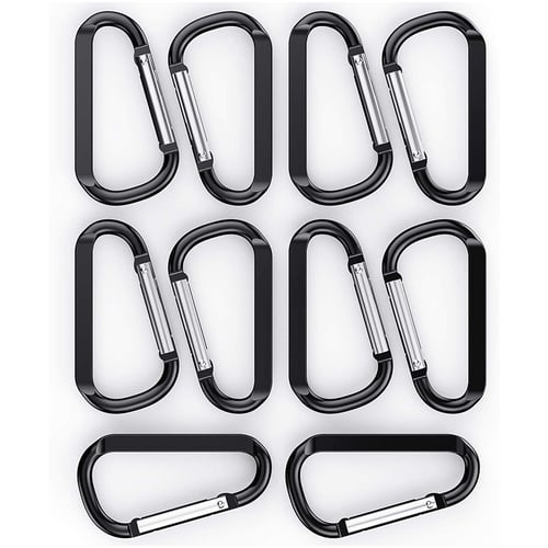 Pack of 10 D Shape Carabiner Clasp Spring Hook Small Water Bottle Clip 