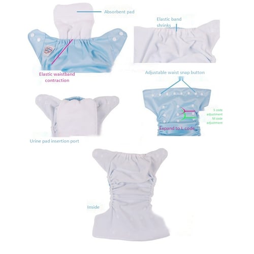 5 Diapers 5 INSERTS Adjustable Reusable Lot Baby Washable Cloth Diaper Nappies 