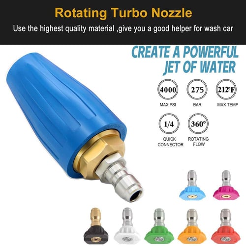 4000psi 1/4 Connector High Pressure Washer Rotating Turbo Nozzle Spray Tip NEW 