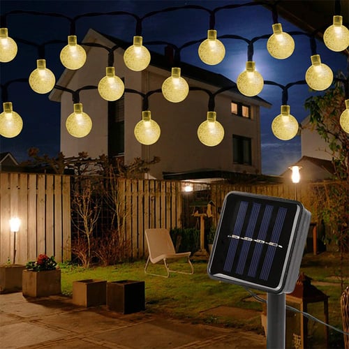 6.5M 30 LED Solar String Ball Lights Outdoor Waterproof Warm White Garden  \/