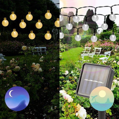 6.5M 30 LED Solar String Ball Lights Outdoor Waterproof Warm White Garden  \/