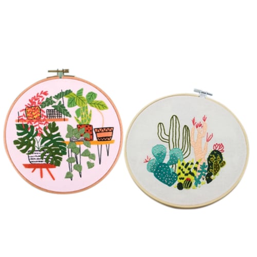 Embroidery Starter Kit with Catus Pattern and Instructions Full Range of Stamped Embroidery Kits Embroidery kit for Beginners Cross Stitch Set
