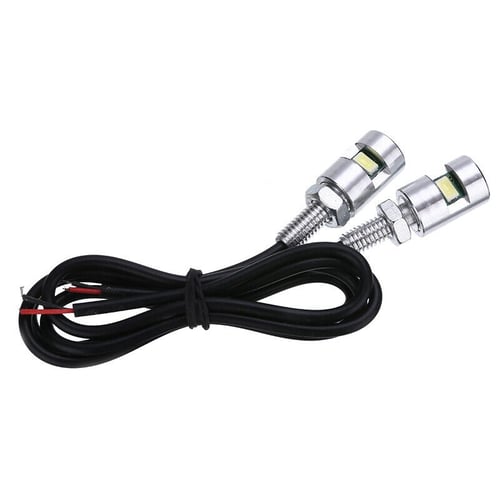 2x Universal Motorcycle Car License Plate Screw Bolt Light Lamp Bulb With 2 LED 