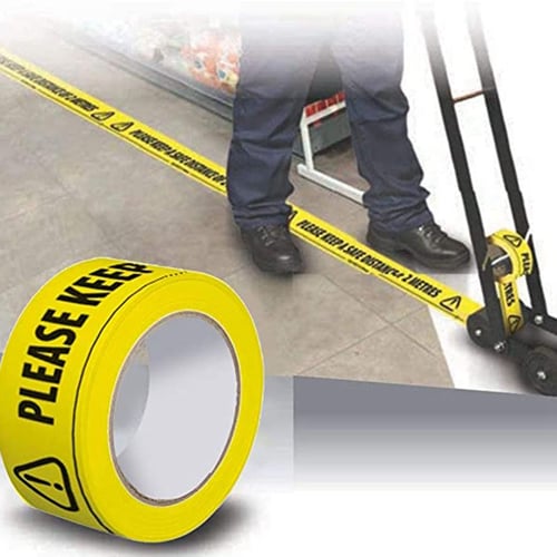 Work Place x 4 Social Distancing 2 meter Floor Marking Tape for Shops Offices 