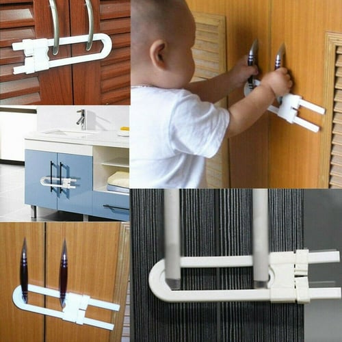1PC Child Safety Cabinet Latches Baby Safe Closet Kitchen Door U-Shaped Lock 
