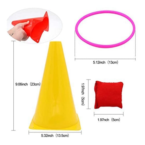 3 In 1 Cone Bean Bags Ring Toss Game Traffic Throw Hoop Family Outdoor    Ц