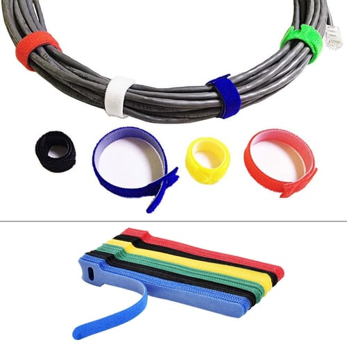 15cm Reusable Nylon Cable Cord Ties Strap Hook Loop Adjustable Organiser Tidy 