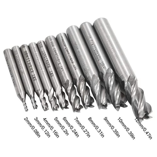 10PCS 1MM Solid Carbide Straight Shank 2 Flute End Mill Milling Cutter Drill Bit 