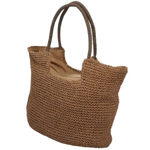 Novelty Straw Bag Rattan Woven Round Handbag Vintage Knitted Bag Messenger Purse 