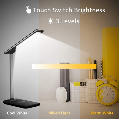 Led Desk Lamp With Wireless Charger 3, Smart Light Led Desk Table Lamp 37cm Black