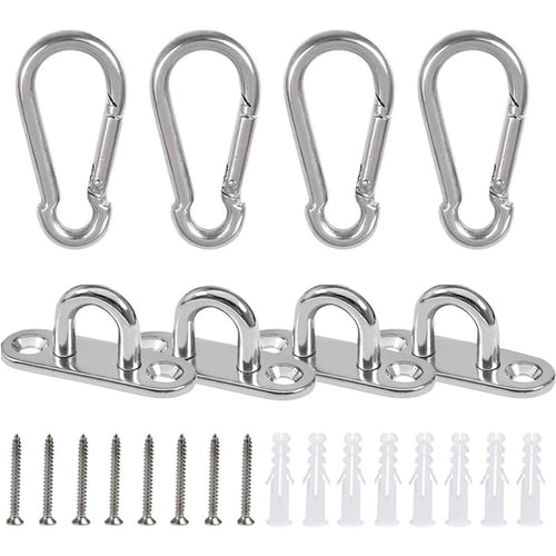 4pcs Stainless Steel Ceiling Hooks Wall Mouted Hook Hangers Pad Eye Plate M8 
