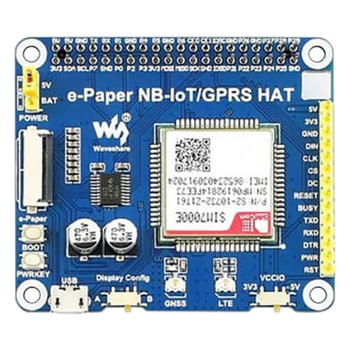 Waveshare e-Paper IoT Driver Hat for Raspberry Pi Onboard SIM7000E Module Supports NB-IoT/eMTC/Edge/GPRS Communication Compatible with SPI e-Paper Raw Panels 