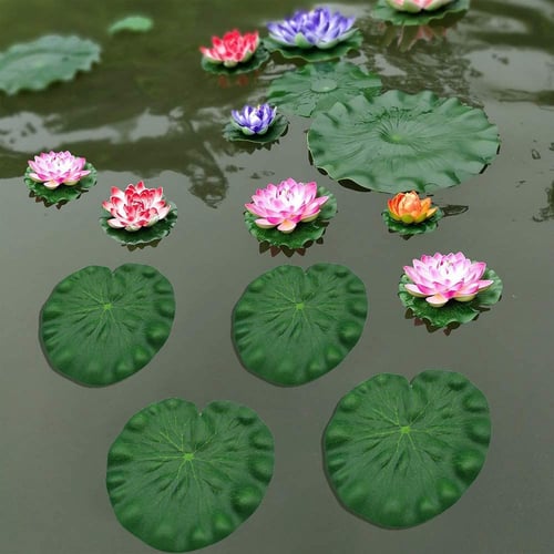 10 Pack 10/20cm  EVA Artificial Floating Lotus Leaves Water Lily Pads Pond Decor 
