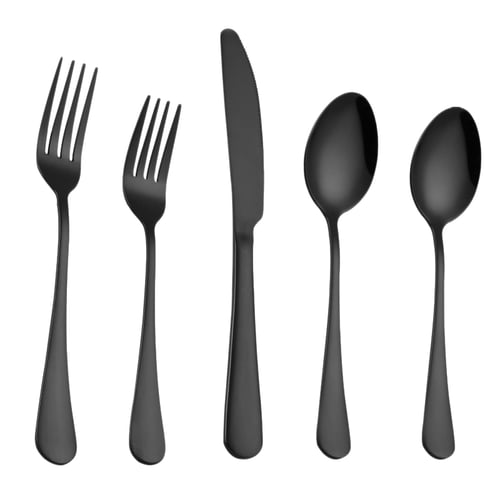 20pcs Flatware Set 304 Stainless Steel Spoon Fork Cutlery Black Silverware Set 