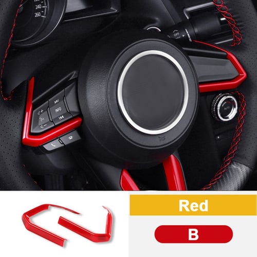 1PCS RED Carbon fiber ABS Round Steering Wheel Cover trim For 2019 2020 Mazda 3