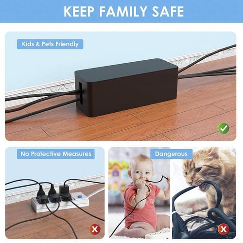 New ABS Cable Management Box Cord Organizer Kit Cover Conceal Hide Wire Plug Box 