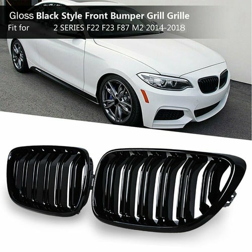 Glossy Black Front Kidney Grill Grille For BMW F22 M2 F87 F23 220i M235i M240i 