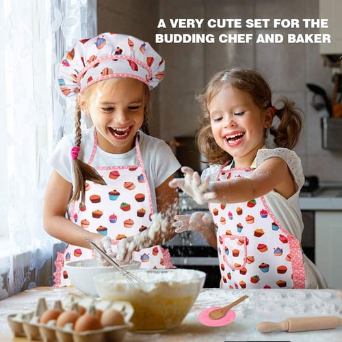 Kids Chef Hat and Apron Set Kids Apron Cooking & Baking Set with Real Utensils 