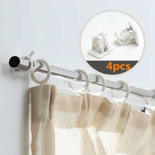 2set 4pcs Self Adhesive Hooks Wall, Wall Mounted Shower Curtain Pole