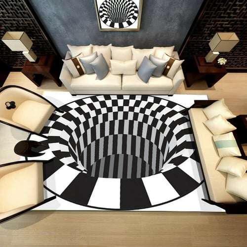 3d Swirl Print Optical Illusion Area, Area Rug On Carpet Pad