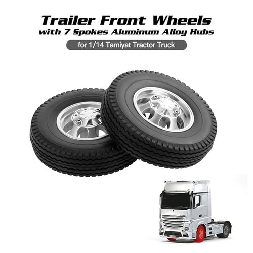 Aluminum Rear wheels rim Tires set 1pair  for Tamiya 1/14 Tractor Truck Rc Car 