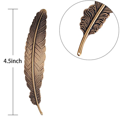 6 Pieces Metal Feather Bookmark Metal Leaf Bookmark with Book Clip Pendant 3D Butterfly Pendants Glass Dry Flower Beads Pendant for Reading Adults Kids Students Present Silver Gold Three Models