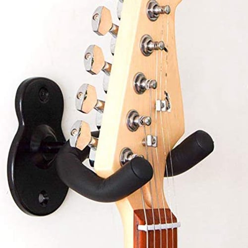 Guitar Wall Mount Hanger 2 Pack Hook Acoustic Electric Bass Guitar Wall Hanger Black Metal Guitar Holder 