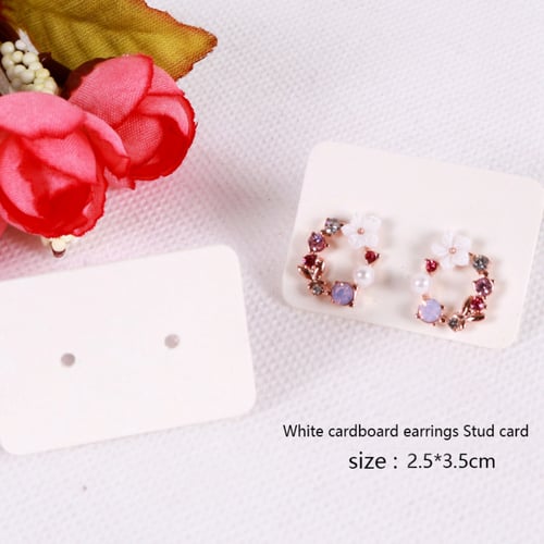 100Pcs Earrings Jewelry Display Hanging Cards White Plastic 40*30mm White 