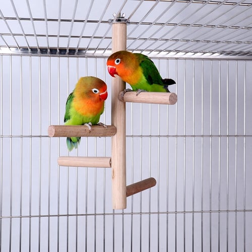 Parrot Birds Perches Paw Grinding Toy Cage Stand Toy Hanging Wooden Activity Branches Climbing Stairs