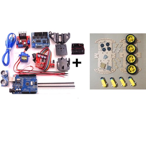 4WD Ultrasonic Car Smart Robot Auto Chassis Kits Fits For Arduino Accessories 