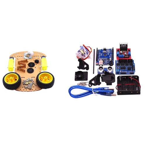 4WD Speed Encoder Robot Intelligent Car Chassis Ultrasonic Tracking For Arduino 