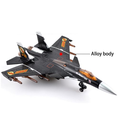 Military Airplane Fighter Model Kids Simulation Plane Pull Back Toy S&K 