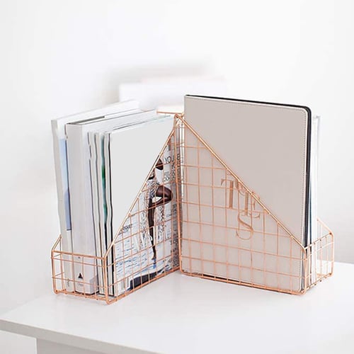 Rose Gold Office Desk Accessories Decorative File Box Set Of 2 Organizer Holder Rose Gold Office Desk Accessories, Decorative Desk Organizer Set