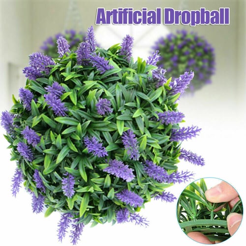 Hanging Topiary Ball Lavender Artificial Garden Flower Plant Decoration Basket 