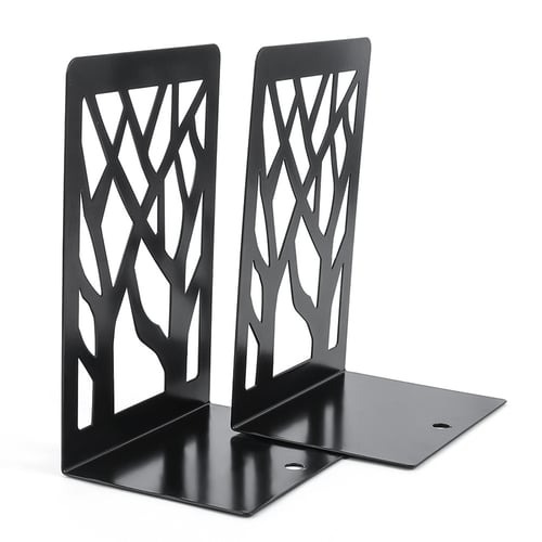 Metal Book Baffles Book Holders Organizers Innovative Stationery Storage Bookends Black 1 Pair Bookends for Shelves