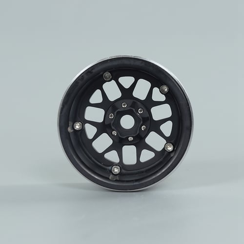 2pcs Treal 2.2 inch Beadlock Wheel Rims for Axial/Traxxas RC Crawler Black 