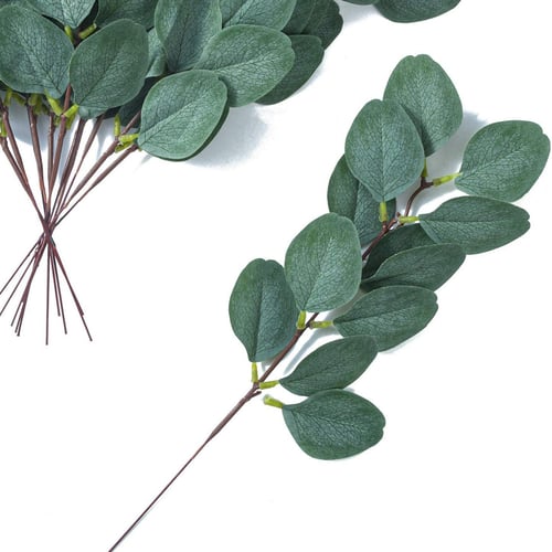 Decor Plant Sprigs Faux Greenery Stems Leaves Branches Artificial Eucalyptus 