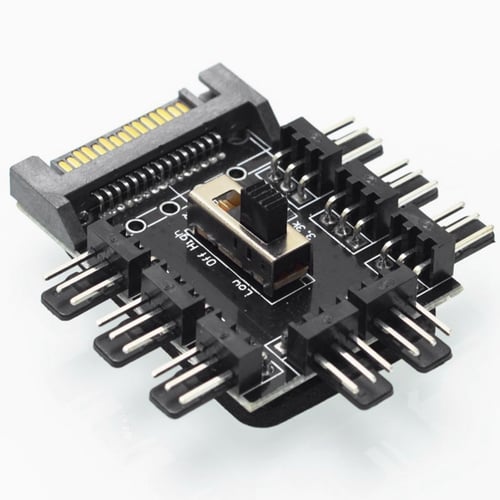 Cable Length: Other Computer Cables Multi Way Splitter Cooler Cooling Fan Hub PC SATA 1 to 8 3pin 12V PCB Adapter 