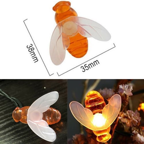 30 LED Solar Powered String Honey Bee Shape Warm Light Garden Decor Waterproof 