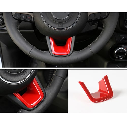 Black ABS Car Steering Wheel Decorative Frame Cover for Jeep Renegade 2015-2021 Compass 2017 Accessories