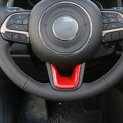 Black ABS Car Steering Wheel Decorative Frame Cover for Jeep Renegade 2015-2021 Compass 2017 Accessories