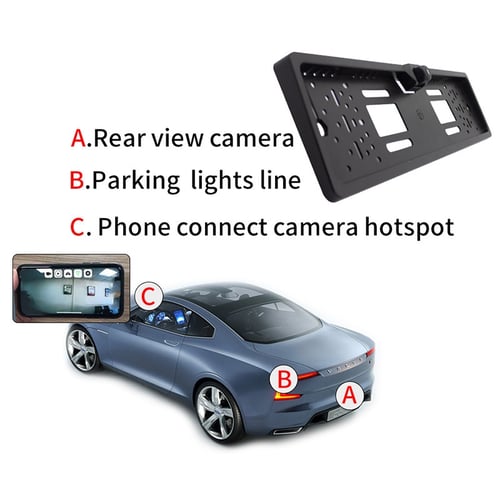 EU Car License Plate Frame Rear View Reverse Backup Parking Night Vision Camera