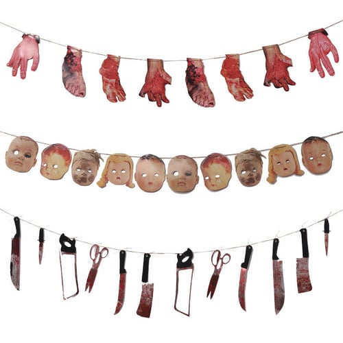 Halloween Party Haunted House Room Bloody Hanging Garland Pennant Banner Decor 