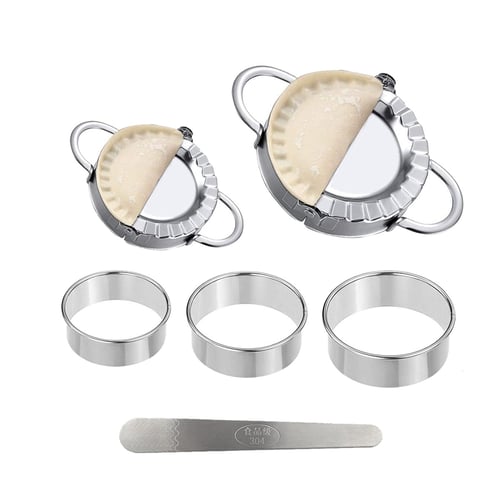 3 Pieces Stainless Steel Dumplings Makers Dumpling Press Molds and 3 Pieces Dumpling Skin Maker Kitchen Dough Ravioli Skin Press Cutters for Home Kitchen Pastry Tools 