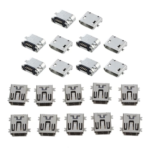 10Pcs Micro USB Type B Female 5Pin Socket Reverse PCB Soldering Connectors 
