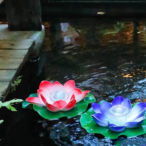 LED Lotus Flower Light Floating Fountain Pond Garden Pool Landscape Lamp Decor 