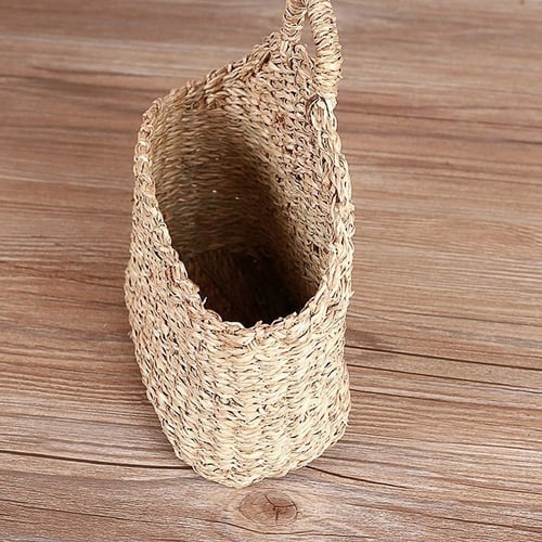 2 Pack Plant Bins Handmade Woven Hanging Basket Wall For Home Garden Decor Storage - Wall Mounted Storage Baskets Uk