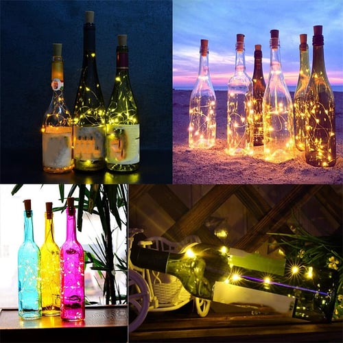 8/10/15/20X LED Solar Wine Bottle Cork Shaped String Fairy Light Night Lamp Xmas 