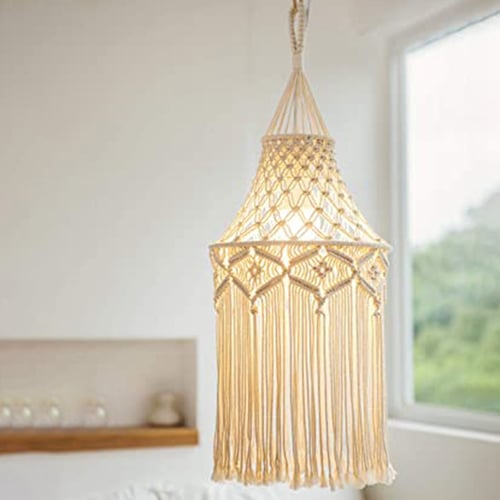 Macrame Lamp Shade Hanging Pendant, Decorative Lamp Shades For Living Room