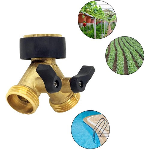 Two-way Garden Hose 3/4" Water Tap Splitter Connector Y Control Water Valve New 